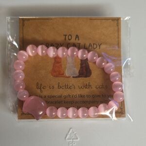 Crazy Cat Lady Faux Pink Quartz Bracelet